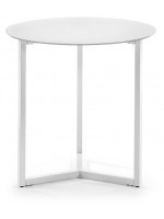 REMAR mesa de centro redonda blanca diam 50 con estructura de metal pintado y tapa de cristal
