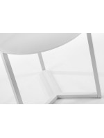 REMAR diam 50 rotondo struttura in metallo verniciato bianco e piano in vetro bianco tavolino