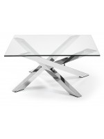 ADO Chrome metal coffee table clear glass floor