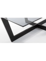 POLT 120x70 coffee table in black metal and smoked tempered glass top