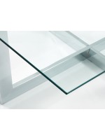 POLT piano in vetro cristallo trasparente 120x70 base cromata tavolino