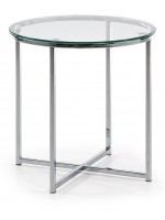 TAMU diam 50 cm tavolino piano in vetro e struttura in metallo cromato