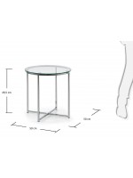 VIVID diam. 50 mesa en cristal templado transparente y metal cromado