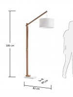 IZAR wooden floor lamp white fabric Lampshade