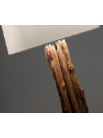 LLEWOP in legno massello di acacia naturale con paralume in tessuto bianco lampada da terra