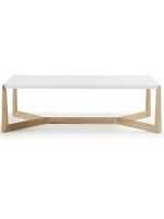 DOUX 120x60 coffee table in ash and white lacquered top