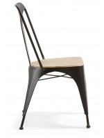 TIME painted metal Chair with wooden seat of acacia