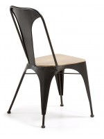 TIME painted metal Chair with wooden seat of acacia