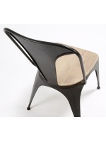 TIME Sedia in metallo verniciato con sedile in legno di acacia