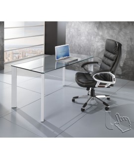 ALABAMA 140 fixed glass table with metal legs painted white