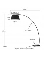 Hacher avec base en marbre lampadaire arqué ombre noir ou blanc