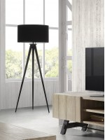 LIPARI black painted metal with floor lamp shade