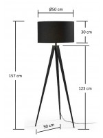 LIPARI black painted metal with floor lamp shade