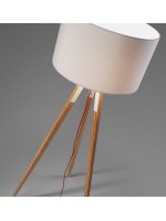 Wooden UZAGI with white shade floor lamp