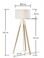 Wooden UZAGI with white shade floor lamp