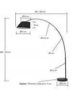 LEE estensibile arco con paralume nero o bianco lampada da terra base in marmo