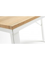 TIMMY 120 cm scrivania con struttura in metallo bianco e piano color legno naturale per studio o cameretta ragazzi