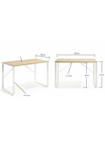 TIMMY 120 cm scrivania con struttura in metallo bianco e piano color legno naturale per studio o cameretta ragazzi