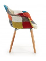 ACTON in Naturholz und Patchwork Stoff Sessel gepolstert Möbel Wohndesign Startseite Kenna