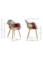 ACTON in natural wood and patchwork fabric armchair upholstered furniture living home Kenna design