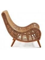 TAKI Ratán natural con sillón de patas de madera sólida