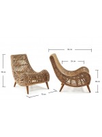TAKI Ratán natural con sillón de patas de madera sólida